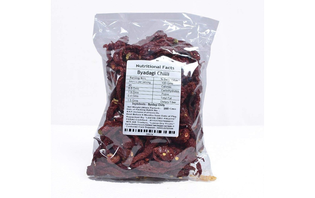 Leeve Dry fruits Byadagi Chilli    Pack  200 grams
